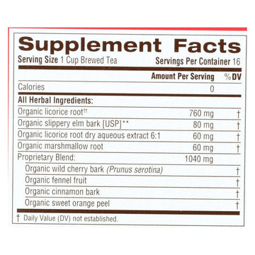 Organic Throat Coat Herbal Tea, 16 Bags, Pack of 6