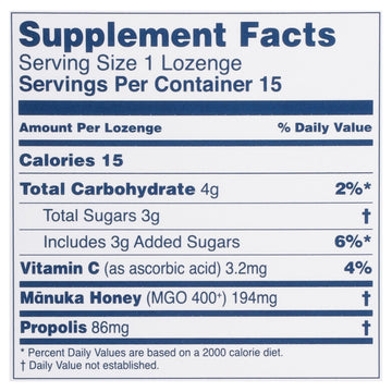 Manuka Health MGO 400+ Propolis Lozenges - 15 Count