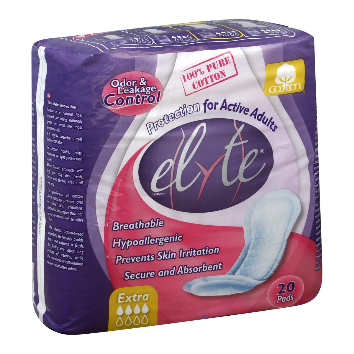 Elyte Cotton Incontinence Pads - Extra - 20 Pack