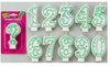 Green/White Number Candles - Numbers 0 to 9 Plus Question Mark