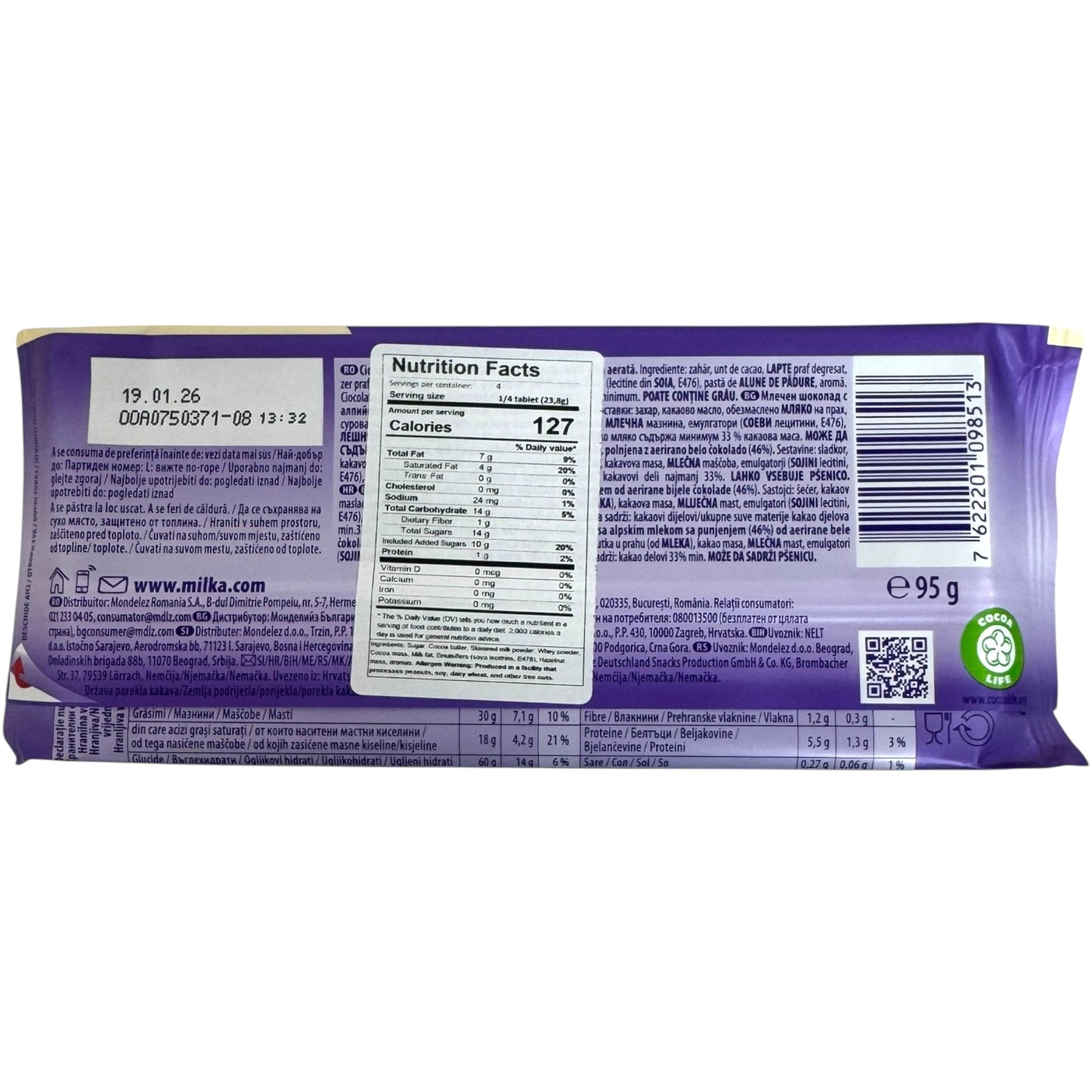 Milka Bubbly White Chocolate 95g
