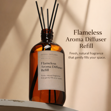New Household Fragrance Refill Liquid 500ml Large Bottle, Indoor Flameless Fragrance Diffuser Refill with Rattan Sticks, Home Fragrance Ornaments and Aroma Diffuser Scents