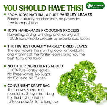 Premium Dried Parsley Leaves – 100% Pure, Non-GMO, Gluten-Free, Vegan – Aromatic Culinary Herb for Cooking, Garnish, and Seasoning