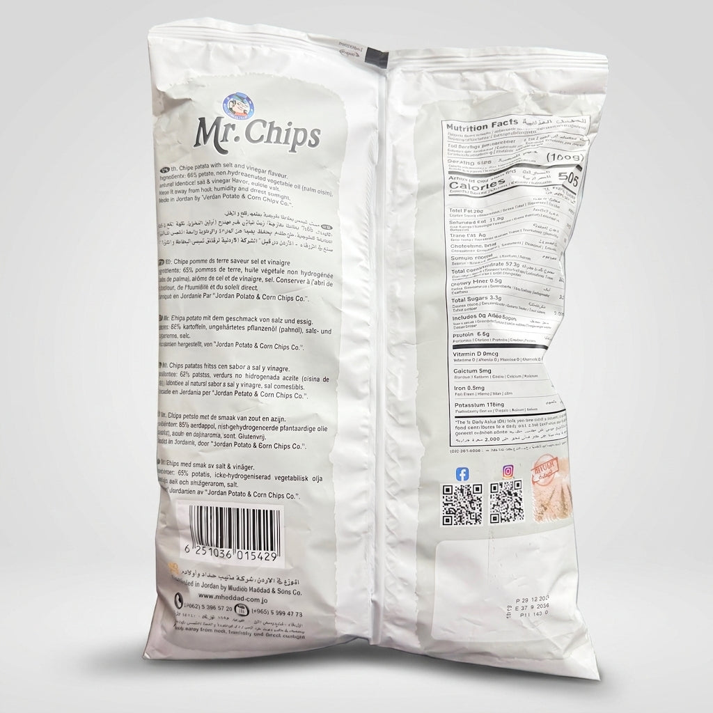Mr. Chips Salt & Vinegar Potato Chips 100g - Authentic Middle Eastern Snack