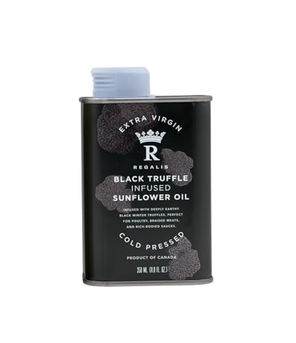 Regalis Cold Pressed Black Truffle Oil, Gourmet Finishing Oil, Non-GMO, 350ml, Premium Metal Tin