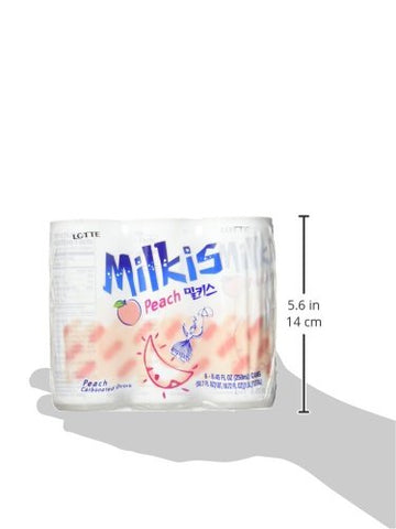 Lotte Milkis Soda Beverage, Peach, 8.45 Fl Oz (Pack Of 6)