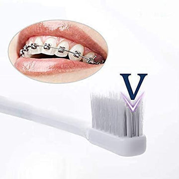Y-Kelin V-Shaped Orthodontic Toothbrush Soft Bristle (4 Pcs) With One Inter-Dental Brush