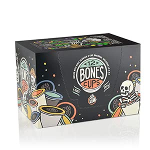 Bones Coffee Company Flavored Coffee Bones Cups Bananas Foster Flavored Pods | 12ct Single-Serve Coffee Pods Compatible with Keu
