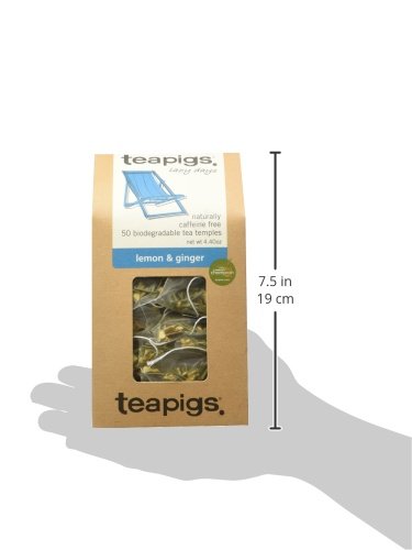 teapigs Herbal Tea Bags, Ginger Lemon Flavor, 50 Count, Made with Whole Leaves