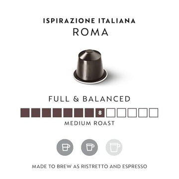 Nespresso Roma Intenso Medium Roast Coffee Pods, 50 Count, Original Line