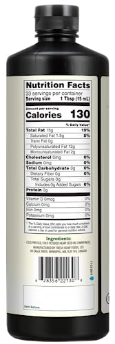 Manitoba Harvest Hemp Seed Oil, Cold Pressed, 12g Omega 3 & 6, 16.9 Fl Oz