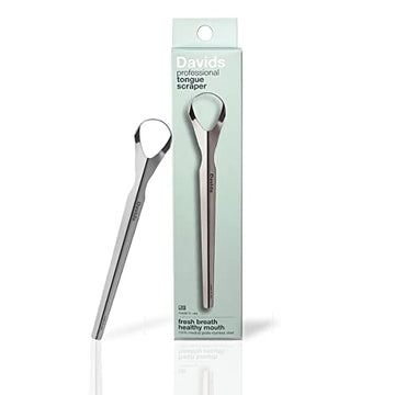 Davids Tongue Scraper For Adults And Kids, 100% Medical Grade Professional Stainless Steel Tongue Scraper, Made In Usa