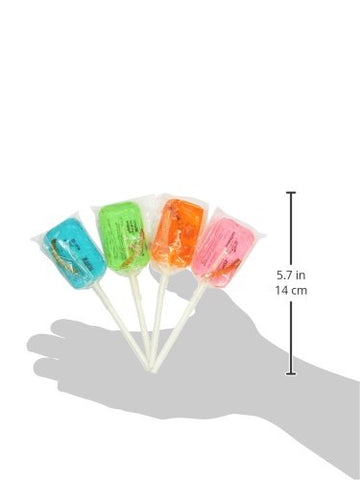 Hotlix Assorted Worm Sucker Lolipop - Pack Of 4 - Blueberry, Apple, Orange, Watermelon