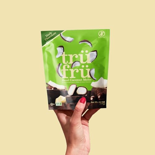 Tru Fru Dark Chocolate Dipped Freeze-Dried Coconut Melts (4.2 Oz), 6-Pack Case