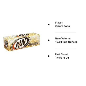 A&W Cream Soda, 12 Fl Oz Cans, 12 pack