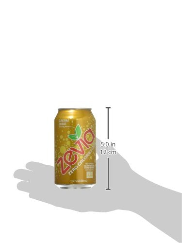 Zevia Zero Sugar Soda, Cream Soda, 12 oz Cans (24-Pack) - Naturally Sweetened, Non-GMO Project Verified, Gluten-Free, Vegan