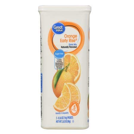Great Value Orange Early Rise Drink Mix, Pack of 2, 5 Count, 0.56 Ounce Each