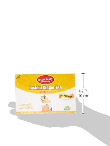 Wagh Bakri Instant Ginger Tea | Unsweetened No Added Sugar | 140G 10 Sachets (4.94 Oz)