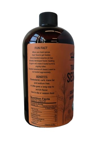eSutras Organics Toasted Sesame Oil, Organic, 16 Oz, Great for Stir Fry, Curries, Marinade