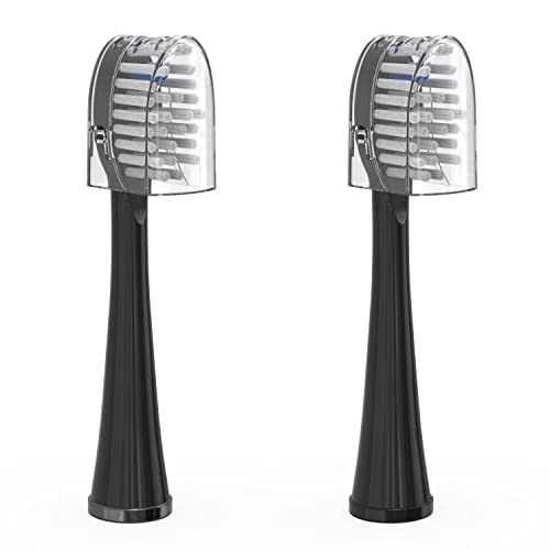 Waterpik Genuine Full Size Replacement Brush Heads With Covers For Sonic-Fusion Flossing Toothbrush Sffb-2Eb, 2 Count Black