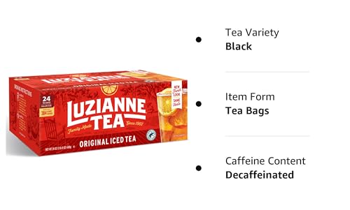 Luzianne Iced Tea Bags, Gallon Size, Unsweetened, 24 Count Box, Specially Blended For Iced Tea, Clear & Refreshing Home Brewed S