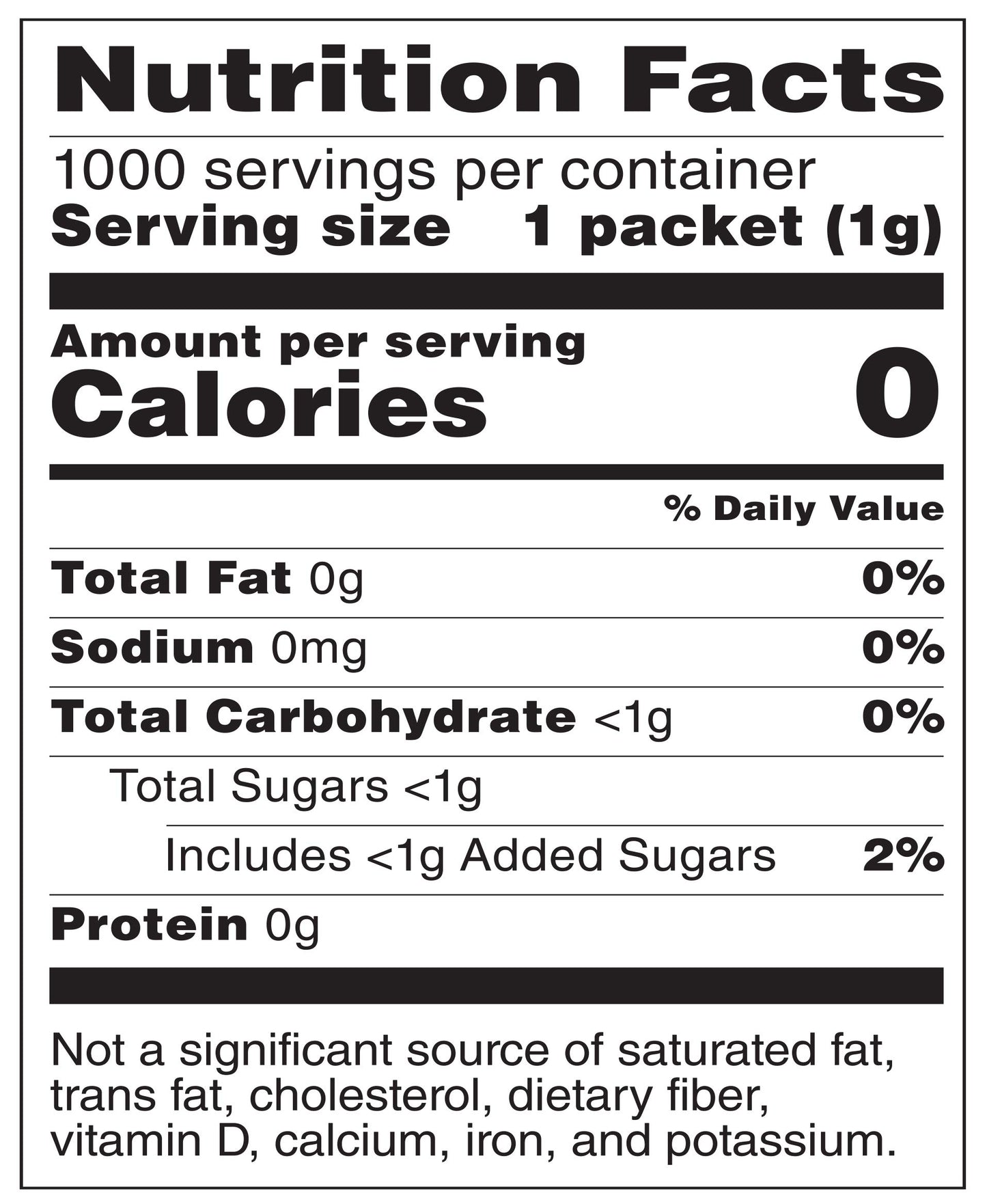 Happy Belly Zero Calorie Aspartame Sweetener Packets, 1000 Count, 35.2 Ounce, Powder