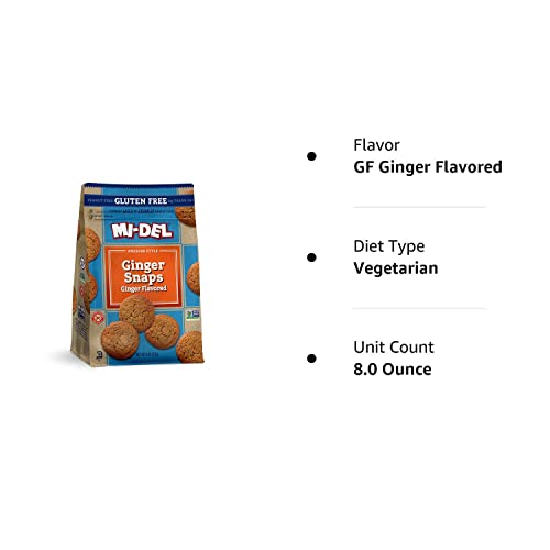 Mi-Del Ginger Snap Cookies Flavor - Non Gmo Certified, 0G Trans Fat Gluten Free Cookies Snacks (Pack Of 1)