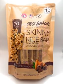 180 Snacks, Skinny Rice Bar, Almond & Chocolate Chips, 10 Bars