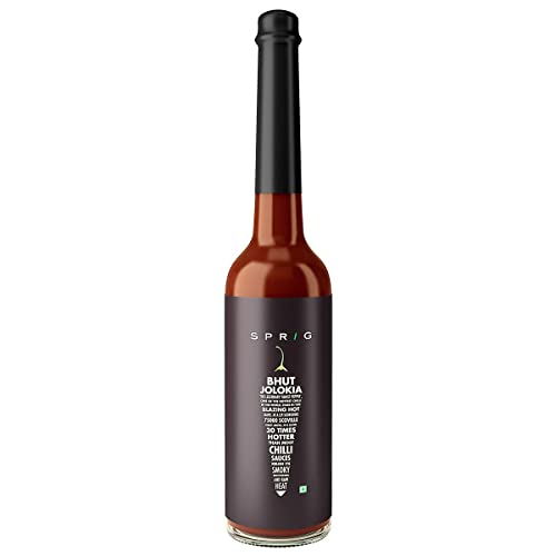 Sprig Bhut Jolokia Sauce | Made with Worlds hottest Ghost Peppers | 75,000 SHU | Use as condiment, marinade or dip | Vegan | For