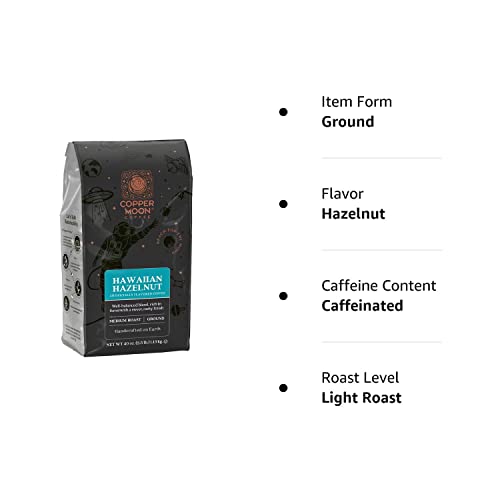 Copper Moon Ground Coffee, Light Roast, Hawaiian Hazelnut Blend, 40 Oz
