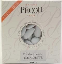 Drag es P cou White Ultra Fine Jordan Almonds/Thin Shelled French Almond Drag es White Color - 1 Kilo (2.2 LBS)