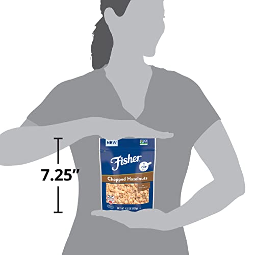 Fisher Chopped Hazelnuts, 4.52 oz Raw Shelled Unsalted Nuts for Cooking, Baking, or Snacking, Resealable Bag, Naturally Gluten F