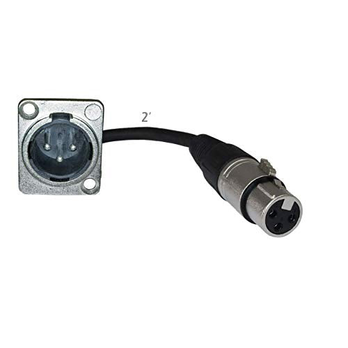 Mcsproaudio Floor Stage Box Panel Mount Pigtail Drop In No Solder (Xlr Male Xlr Female, Black)