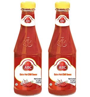 ABC Extra Hot Chili Sauce, Spicy Hot Sauce, Sambal Chili, Stir Dipping BBQ, Indonesian ABC Sauce, 11.3oz / 335ml (Pack of 2)