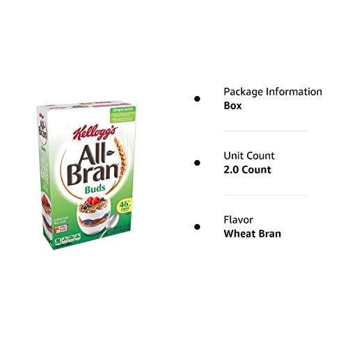 All-Bran Buds, Breakfast Cereal, Wheat Bran, Excellent Source Of Fiber, 17.7 Oz Box (2 Pack)