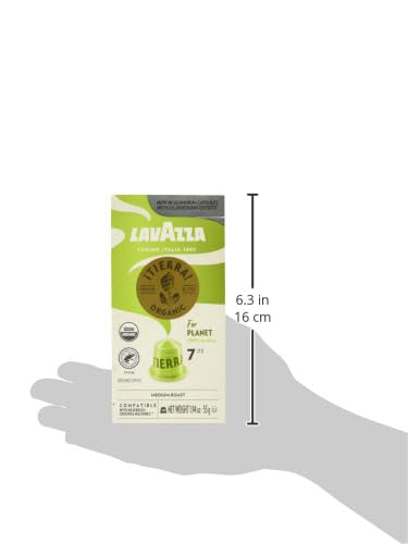 Lavazza TIERRA T USDA Organic Espresso compact pieces, 10 Count, Medium Roast, 100% Arabica, Compatible with Nespresso Original Machines