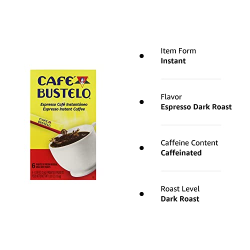 Cafe Bustelo Instant Espresso Coffee Single Serve Packets 6 Count (Pack Of 4)