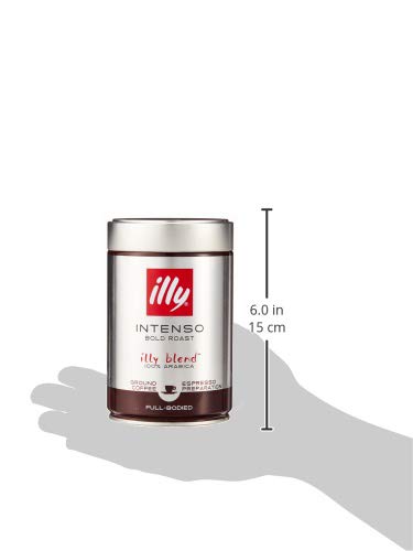 Illy Intenso Ground Espresso Coffee - Bold Roast, Intense, Robust, Full Flavored With Notes Of Deep Cocoa - 100% Arabica Coffee - 8.8 Oz Can (Pack Of 12)