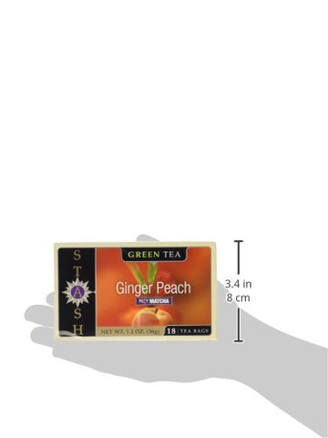 Stash Premium Ginger Peach Green Tea, Tea Bags, 18-Count Boxes (Pack Of 6)