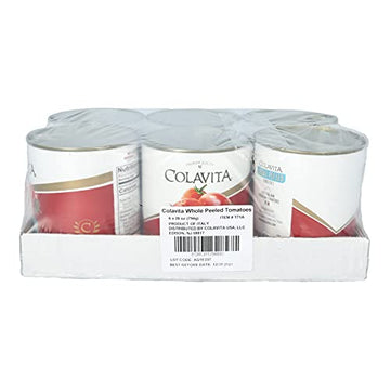 COLAVITA Whole Peeled Tomatoes, 28 Ounce Can, Pack of 6 - Premium Italian Tomatoes for Cooking and Sauces