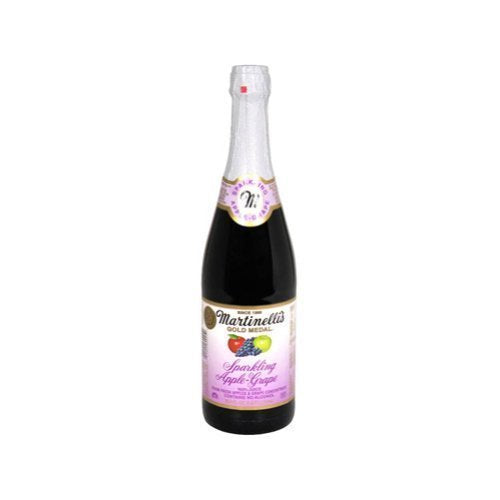 Martinellis Gold Medal Fruit Flavored Apple Sparkling Fruit Juice 25.4Oz Glass Bottle Select Flavor Below (Apple-Grape)