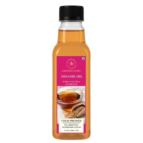 Earthen Story Cold Pressed Sesame Oil 200Ml - Unrefined | Til Oil | Chemical-Free | For Cooking, Hair, Massage & Pooja | Rich In