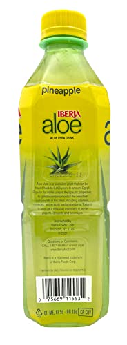 Iberia Aloe Vera Juice Drink with Pure Aloe Pulp, Pineapple, 16.9 Fl Oz (Pack of 8)