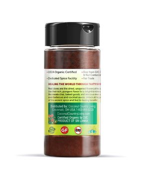 Coconut Country Living Organic Ground Cloves Powder, Fair Trade, 1.59 oz Glass Bottle
