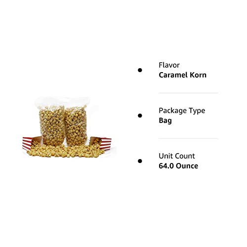 Popn Popcorn Caramel Korn - 64 Oz Sweet Caramelized Flavored Pop Corn For Baseball Game Snacks, Movie Night Or House Party