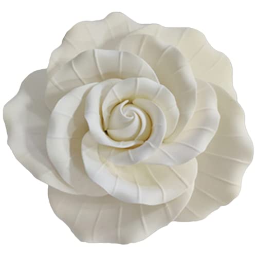 O'Creme Garden Rose Gumpaste Flowers - White-Small - Edible Flowers For Cake Decorating - Sugar Paste Flower Decorations For Cak
