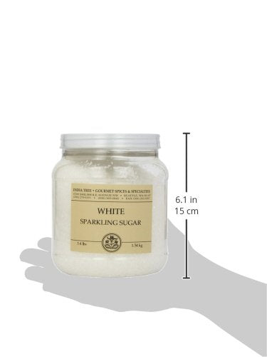 India Tree Sparkling White Sugar Sprinkles, 3.4 Pound Jar, Shimmery Sugar for Baking and Decorating