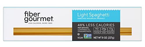 Fiber Gourmet Pasta - Light Spaghetti Pasta - Low Net Carb Fiber-Rich Low Calorie Healthy Pasta - Made in Italy Kosher Vegan Non-GMO - 8 Oz Pack of 6
