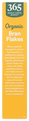 365 by Whole Foods Market Organic Bran Flakes Cereal, 15 OZ - Healthy Breakfast, High Fiber, Whole Grain, Non-GMO