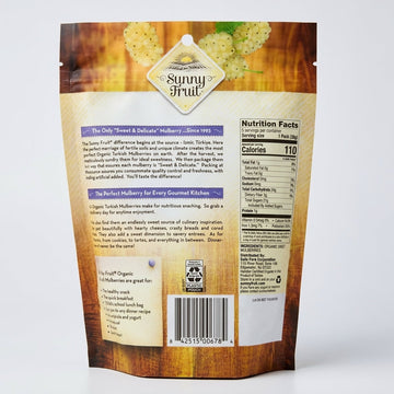 Sunny Fruit Organic Mulberries 1.76oz (5 Packs) - Sweet Turkish Dried Fruit